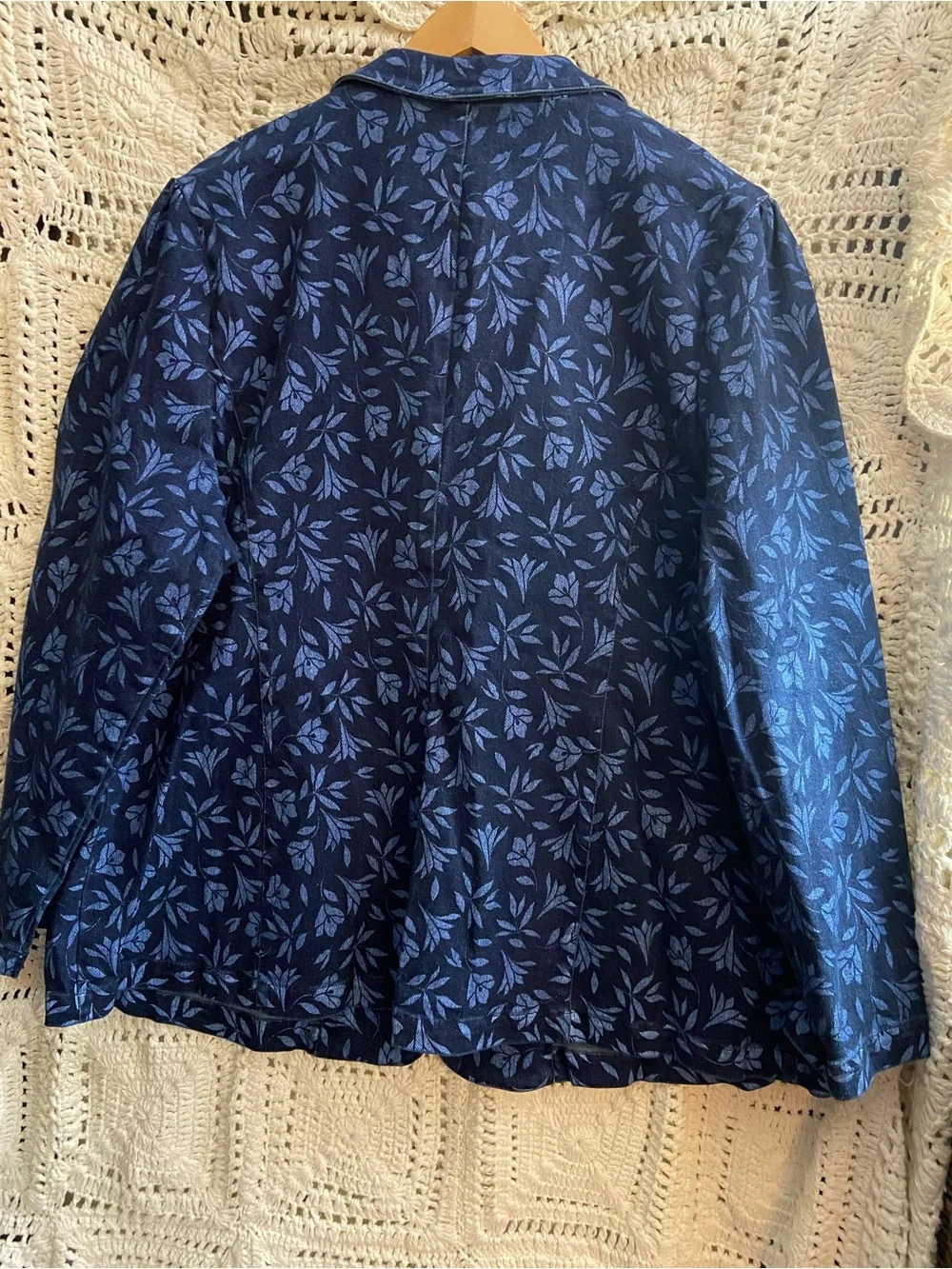 NWT Draper James Floral Denim Blazer Jacket 20W 20X Blue Plus Size $135 Retail